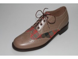 Taupe Calf leather with McDonald Tartan